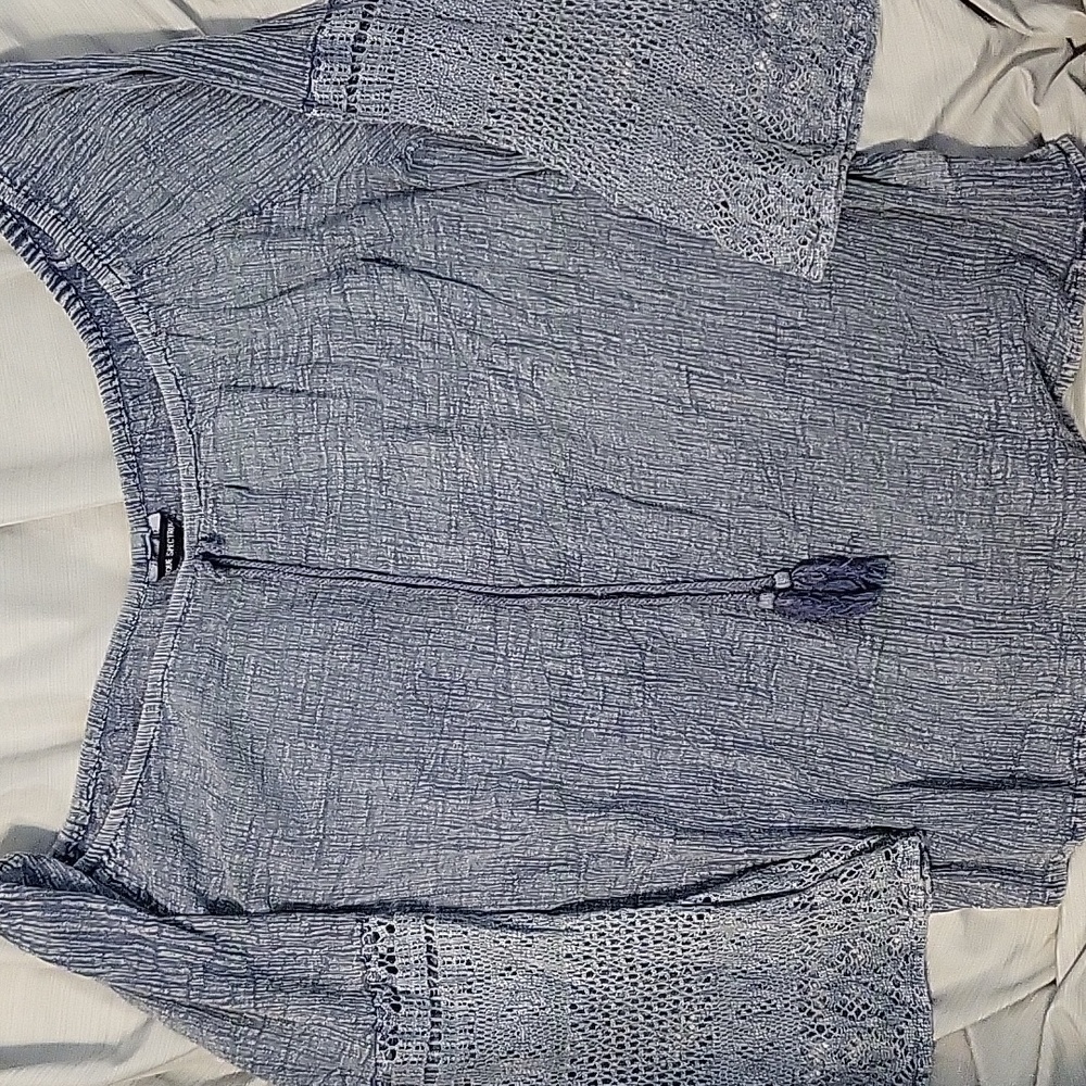 Blue, Unique Spectrum, 2X, 100% Cotton Blouse